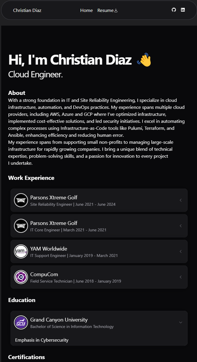 Cloud Resume Screenshot